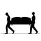 Silhouette two porters carry sofa.Cartoon loader man.