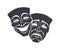 Silhouette of two theatrical comedy and drama mask. Vector illustration. Bipolar disorder symbol. Positive and negative emotion.