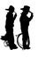 Silhouette of two young cowboys