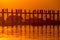 Silhouette of U bein bridge at sunset