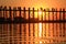 Silhouette of U bein bridge at sunset