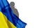 Silhouette of Ukrainian soldier in uniforms with Ukraina flag on white background. 3d rendering.