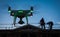 Silhouette of Unmanned Aircraft System UAV Quadcopter Drone