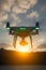 Silhouette of Unmanned Aircraft System UAV Quadcopter Drone