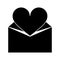 Silhouette valentines day romantic mail heart envelope open