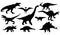 Silhouette of various dinosaurs