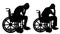 Silhouette vector of a sad disabled woman and man in a wheelchair crying