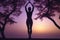 Silhouette of a very beautiful Yoga dancing woman, cinematic, dept of field, ambient. AI Generative