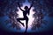 Silhouette of a very beautiful Yoga dancing woman, cinematic, dept of field, ambient. AI Generative