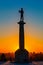 Silhouette of Victor monument serbian: Pobednik, symbol of Belgrade, with beautiful sunset sky in the background,at Belgrade for