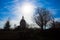 Silhouette view of Glockenturm tower on Schlossberg hill, Graz