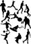 Silhouette view of human motifs, sports, positions