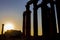 A silhouette view of the Temple of Zeus, in Athens, Greece