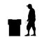 Silhouette of voting older man, election. Vector illustration