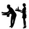 Silhouette of waiter and waitress