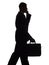 Silhouette of walking man with suitcase and cell