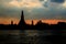 Silhouette Wat Arun at Twilight time at sun set