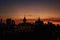 silhouette of Wat Ratchanadda or Loha Prasat and Golden Mount Is a temple that is a landmark of Thailand