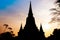 Silhouette of Wat Yai Chai Mong Khol Temple of Ayuthaya Province sunset  Ayutthaya Historical Park