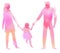 Silhouette watercolor of happy parents having good time with the