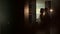 Silhouette of a wedding couple in a room with a beautiful interior.