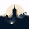 silhouette of Wenfeng Pagoda in china generative AI