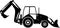 Silhouette of Wheel Backhoe Loader Icon in Flat Style. Vector Illustration