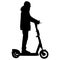 Silhouette on a white background of a people on electric scooter