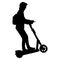 Silhouette on a white background of a people on electric scooter