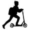 Silhouette on a white background of a people on electric scooter