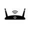 Silhouette Wi-Fi router. Outline icon of device for wireless internet. Black simple illustration. Flat isolated vector pictogram