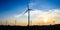 Silhouette wind turbine with dusk