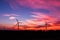 Silhouette wind turbine with dusk