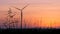 Silhouette of wind turbine over sunset ecology energy concept for electric maker the technology of alternate clean power form wind