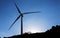 Silhouette windmill blue sky silhouette mountain