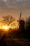 Silhouette of windmill at early sunrise, De Rietveldse Molen, Hazerswoude Dorp