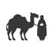 Silhouette wise man with camel icon flat