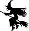 Silhouette of a witch on a broomstick