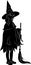 Silhouette of a witch with a broomstick