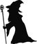Silhouette of wizard holding magical staff