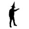 Silhouette wizard holds magic wand trick waving sorcery concept magician sorcerer fantasy person warlock man in robe with magical
