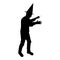 Silhouette wizard holds magic wand trick waving sorcery concept magician sorcerer fantasy person warlock man in robe with magical