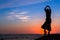 Silhouette woman activity on the sea beach.