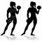 Silhouette of woman bodybuilder , vector drawing