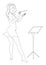 Silhouette of a woman with a conductor`s baton in a modern continuous line style, beauty. Lady Conductor. Aesthetic decor sketches