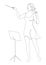 Silhouette of a woman with a conductor`s baton in a modern continuous line style, beauty. Lady Conductor. Aesthetic decor sketches