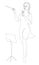 Silhouette of a woman with a conductor`s baton in a modern continuous line style, beauty. Lady Conductor. Aesthetic decor sketches