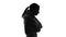 Silhouette of woman with cough and sore throat feeling sick, flu and virus