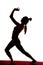 Silhouette woman dance lean back hands up