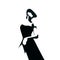silhouette of woman dancing tango, logo or sign, poster